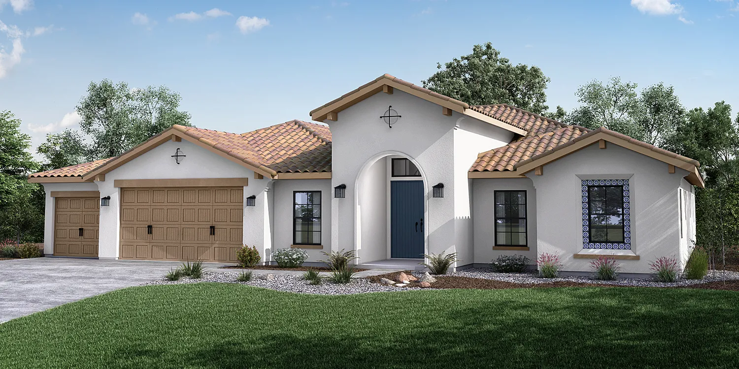 The Sonoma floor plan exterior rendering — Plan 3 at Vista Montaire, single-story home from 2,892 square feet